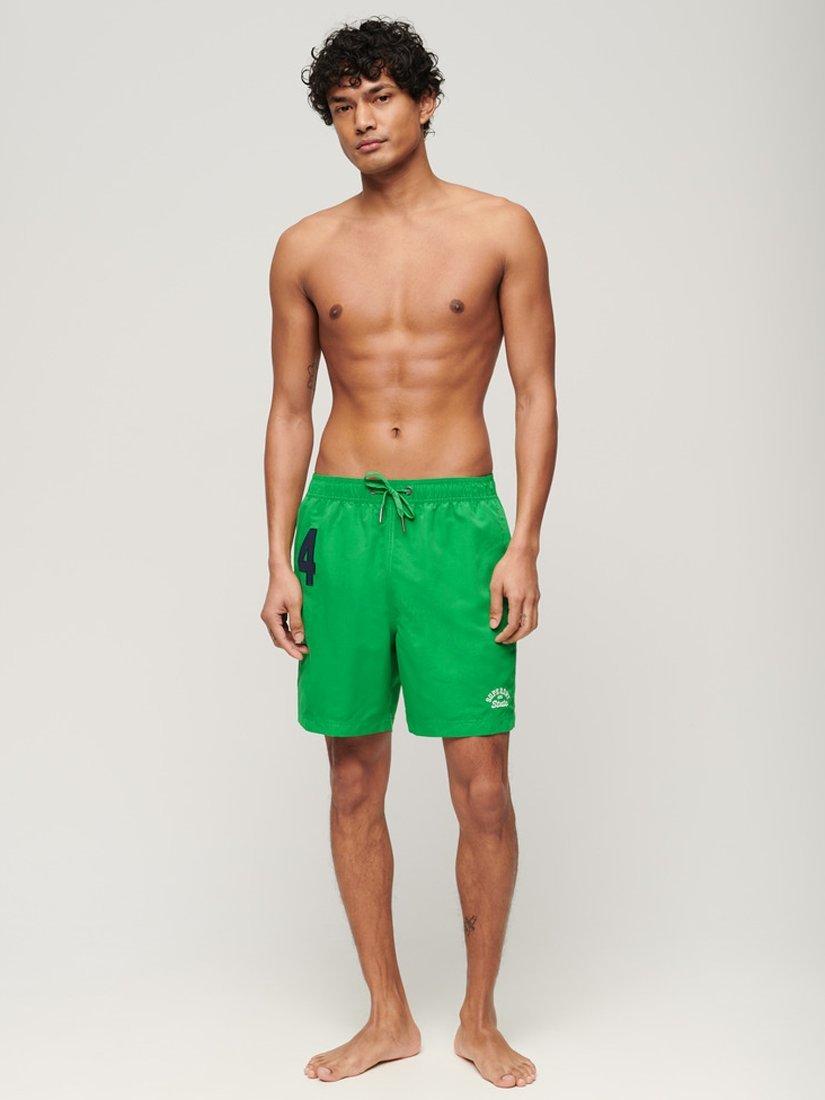 Superdry Recycled Polo 17" Swim Shorts, Drop Kick Green, S