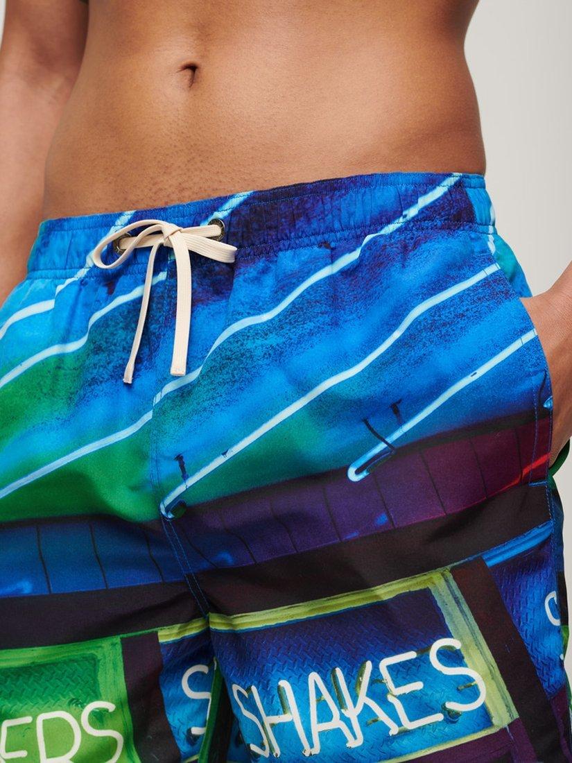 Product image 3 of 5, which shows Superdry Photographic 17" Swim Shorts, Neon Navy, S