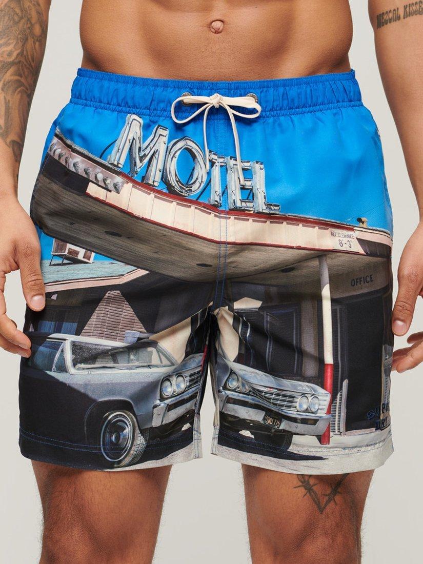 Superdry Photographic 17" Swim Shorts, Motel Blues, S