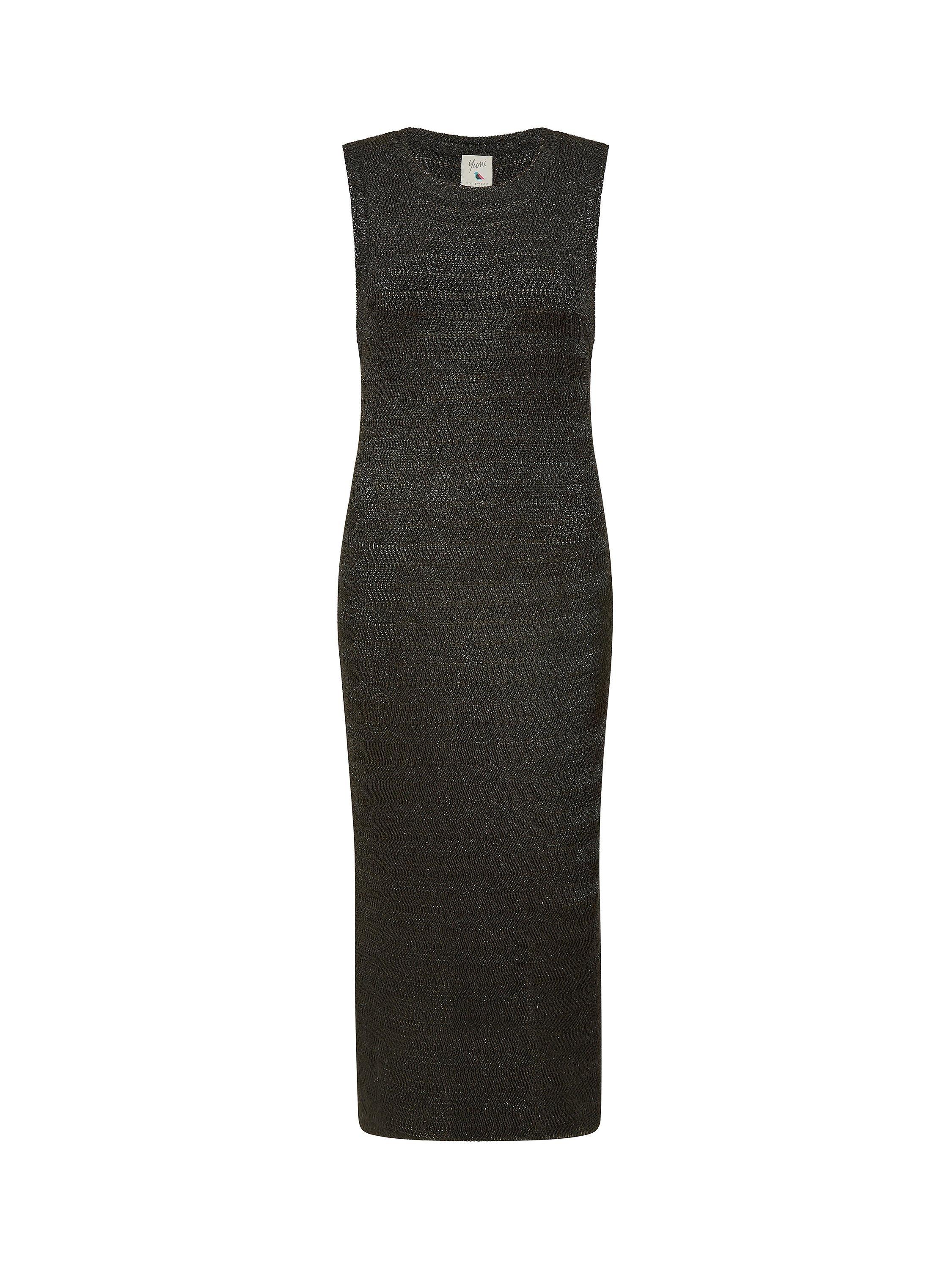 Product image 5 of 5, which shows Yumi Lurex Knitted Sleeveless Midi Dress, Black, S