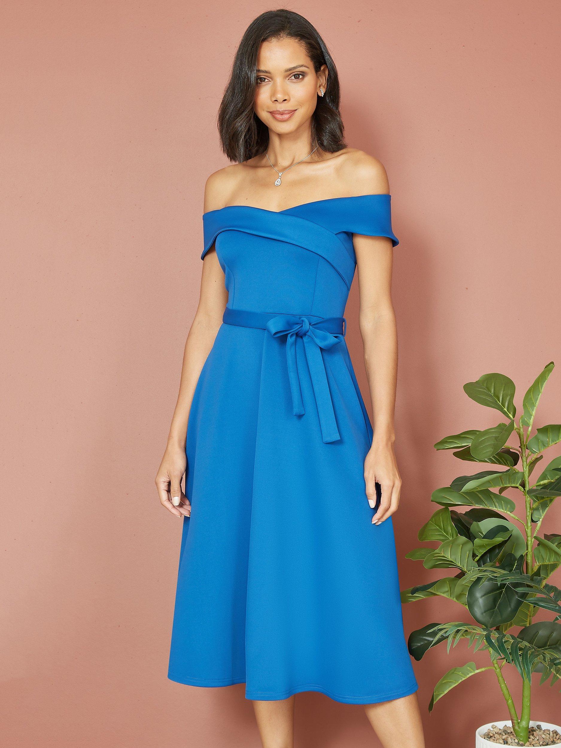 Yumi Bardot Skater Midi Dress, Blue