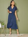 Yumi Lace Wrap Midi Dress, Navy, Navy