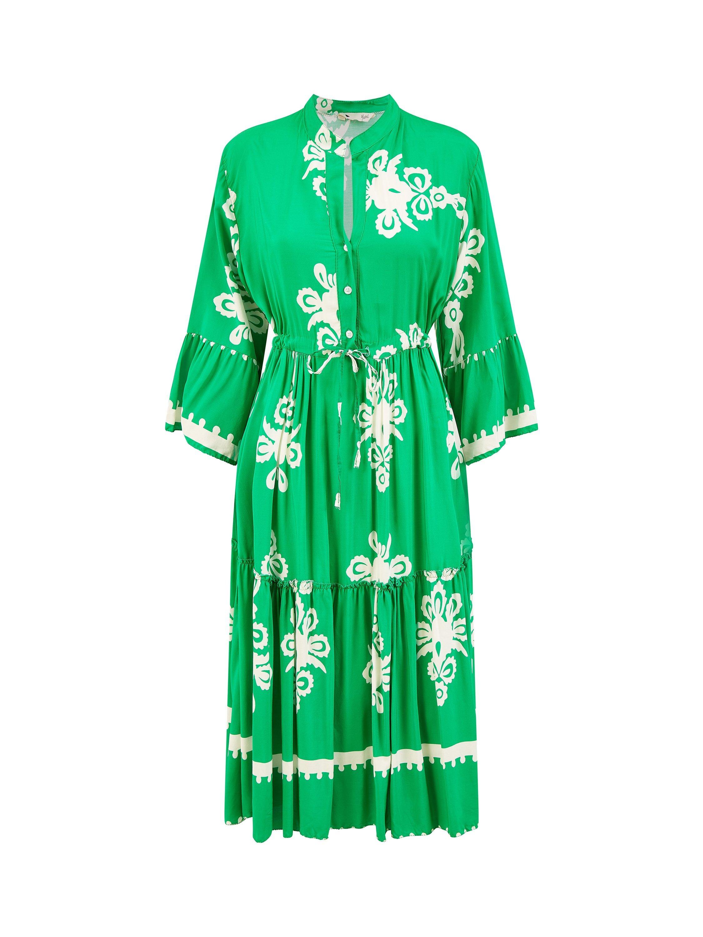 Product image 5 of 5, which shows Yumi Printed Midi Dress, Green, 8