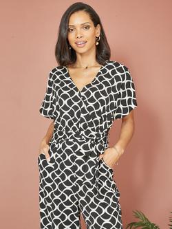 Yumi Geometric Wide Leg Jumpsuit - view 2, Black