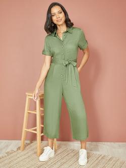 Yumi Twill Utility Jumpsuit, Green, Green