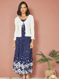 Yumi Tie Up Frill Hem Ribbed Cardigan