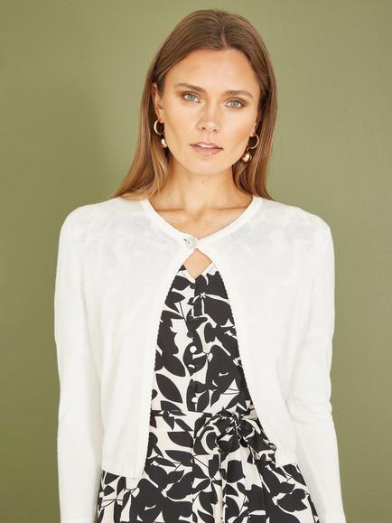 Yumi Cropped Cardigan, Ivory, Ivory
