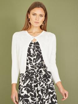 Yumi Cropped Cardigan, Ivory - view 2, Ivory