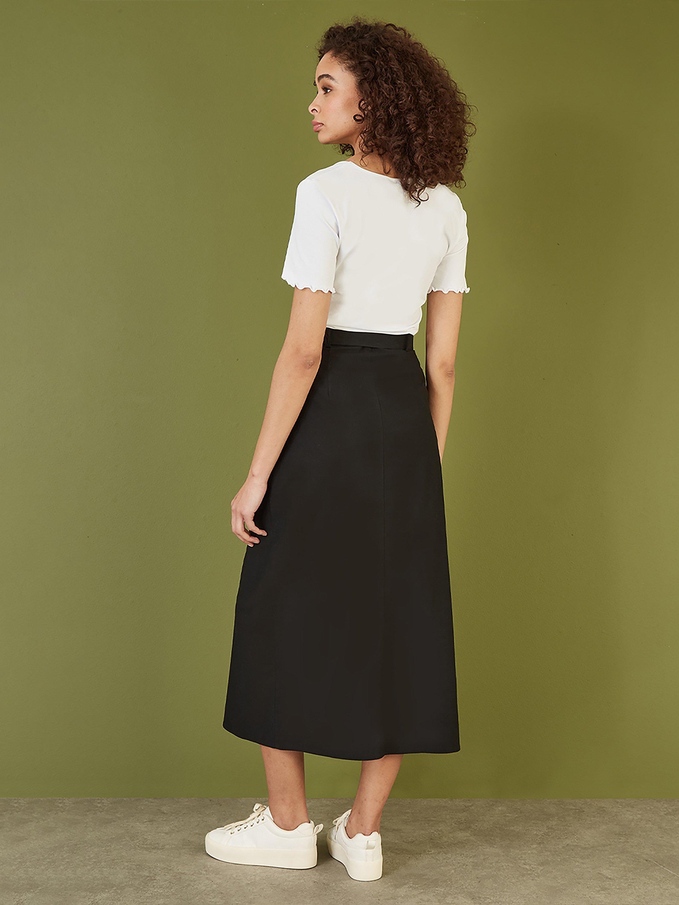 Product image 3 of 4, which shows Yumi Square Neck Lettuce Trim T-Shirt, White, 8