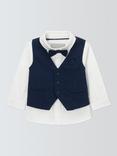 John Lewis Heirloom Collection Baby Shirt, Tie and Waistcoat Set, Navy