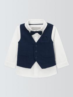 John Lewis Heirloom Collection Baby Shirt, Tie and Waistcoat Set, Navy, Navy
