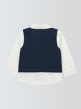 John Lewis Heirloom Collection Baby Shirt, Tie and Waistcoat Set, Navy