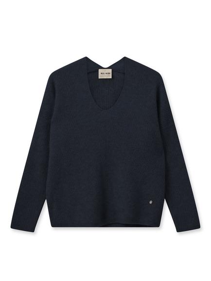 MOS MOSH Thora V Neck Jumper, Salute Navy