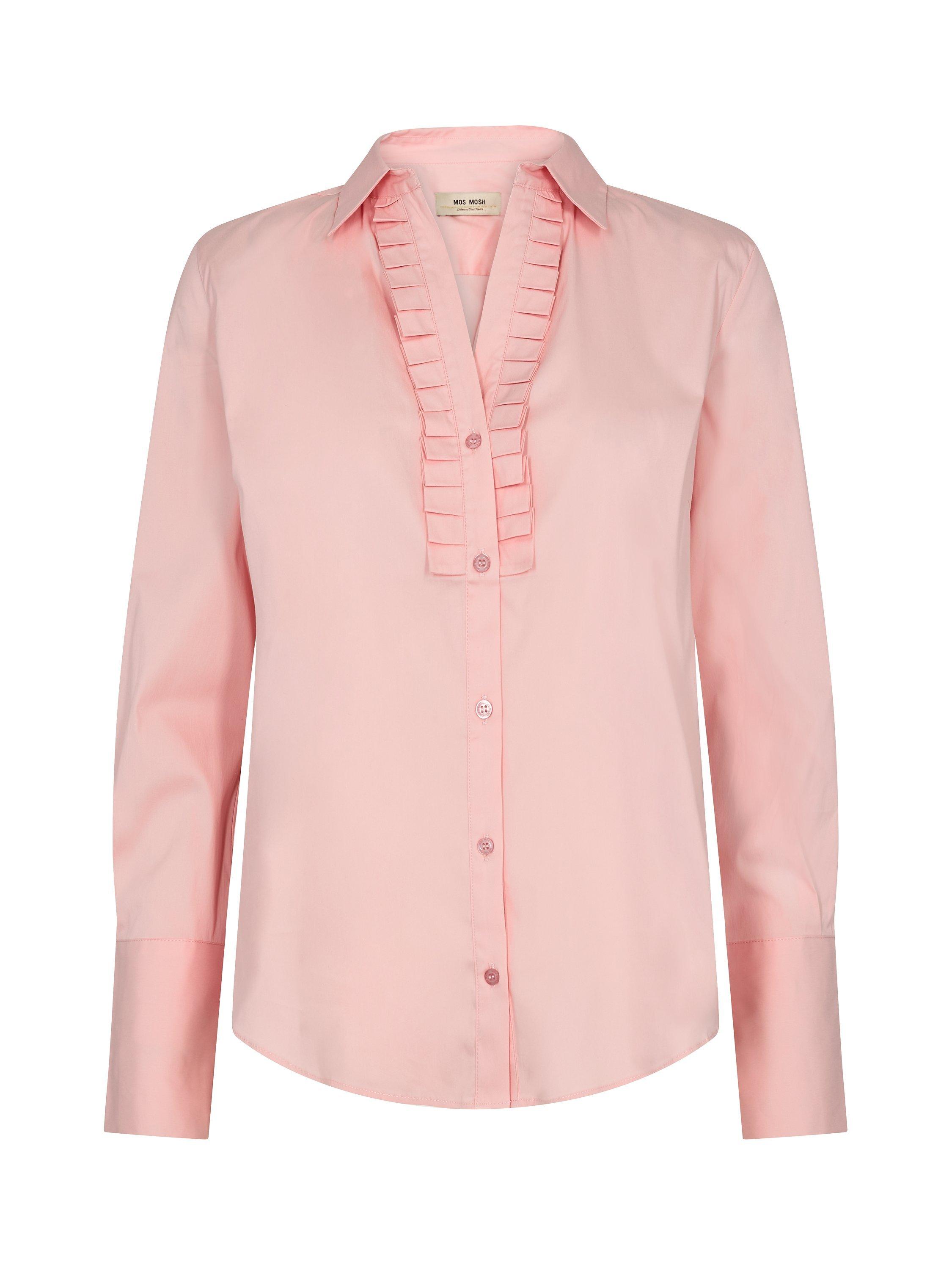 Product image 1 of 2, which shows MOS MOSH Sybel Ruffle Neck Shirt, Pink, XS