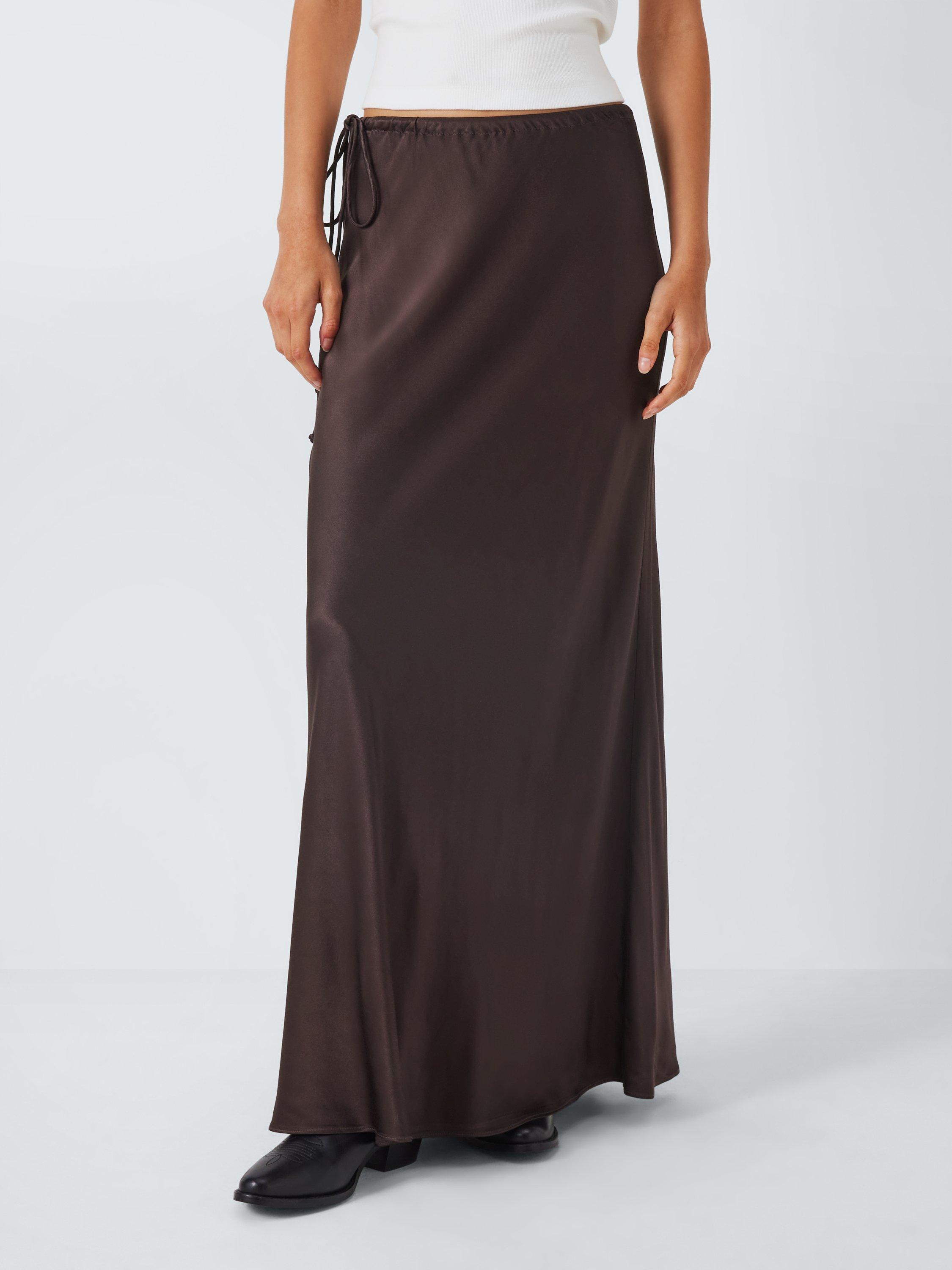 AND/OR Savana Satin Skirt, Chocolate Brown