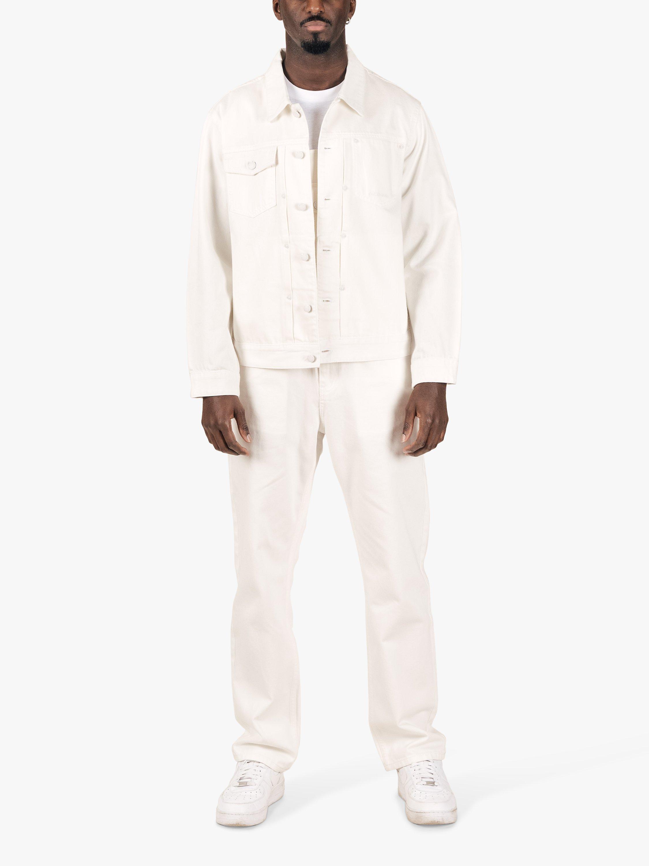 Product image 1 of 6, which shows M.C.Overalls Denim Battle Jacket, Ivory, XS