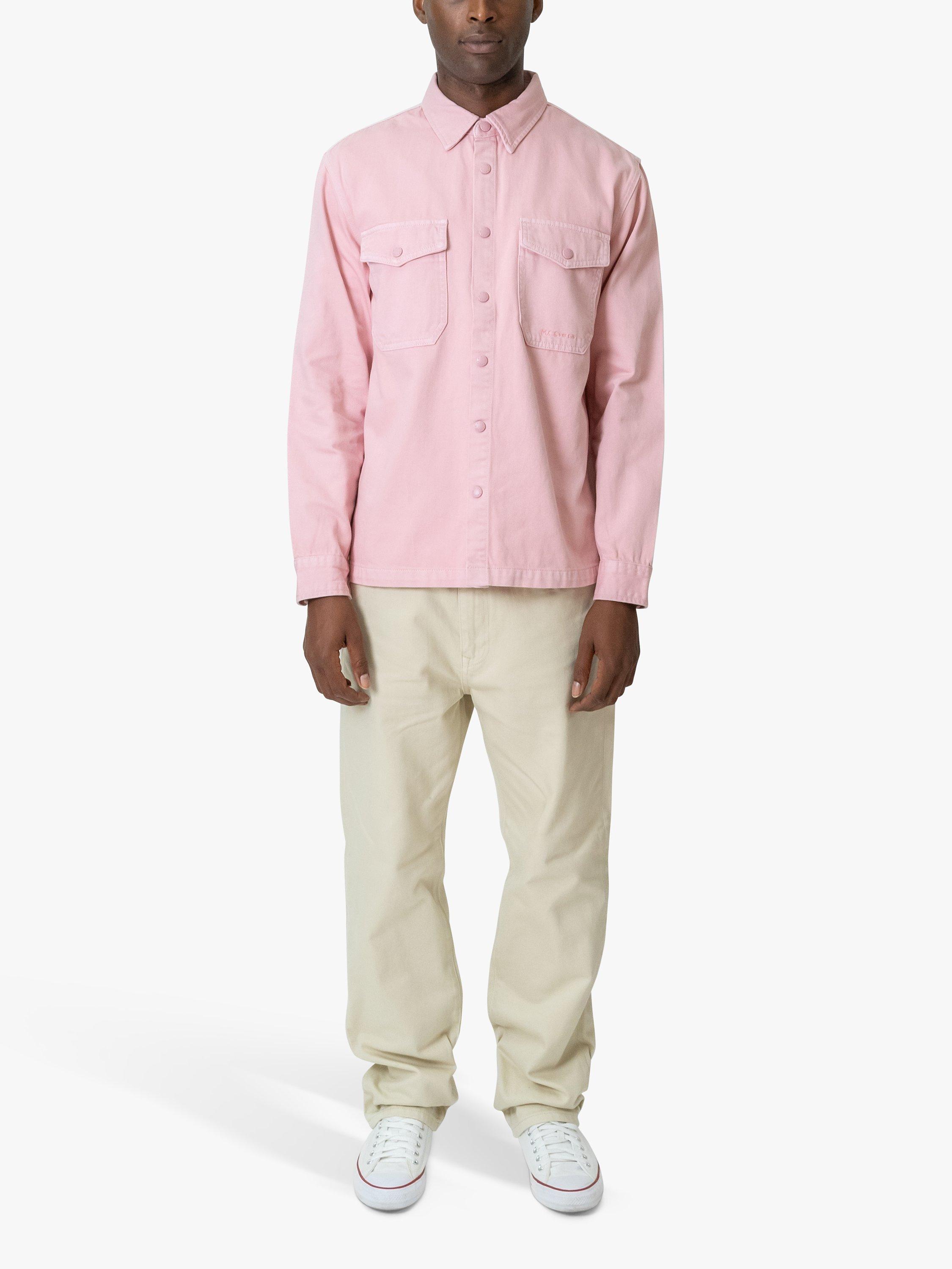Product image 1 of 8, which shows M.C.Overalls Relaxed Denim Overshirt, Dusty Pink, XS