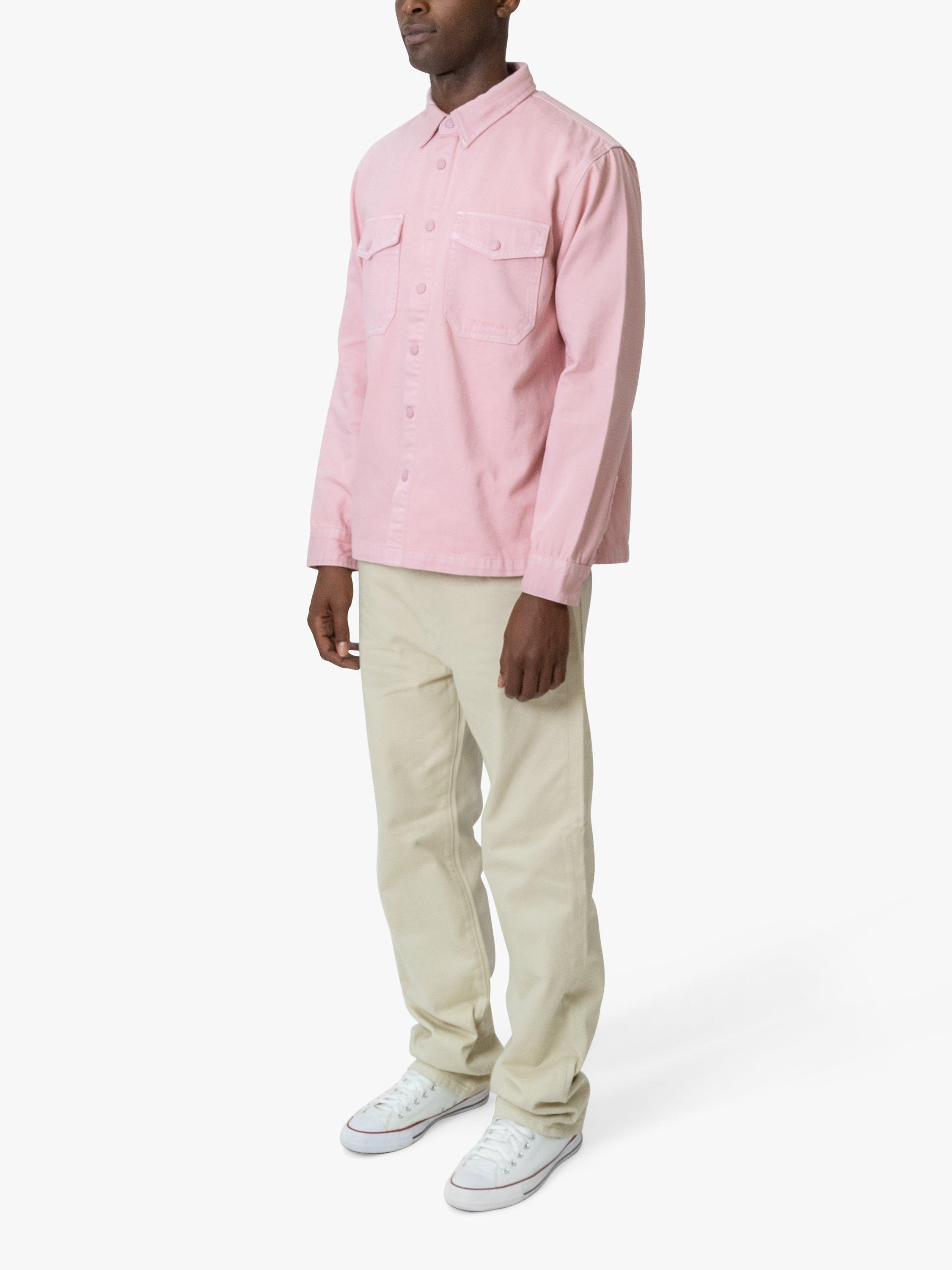 Product image 2 of 8, which shows M.C.Overalls Relaxed Denim Overshirt, Dusty Pink, XS