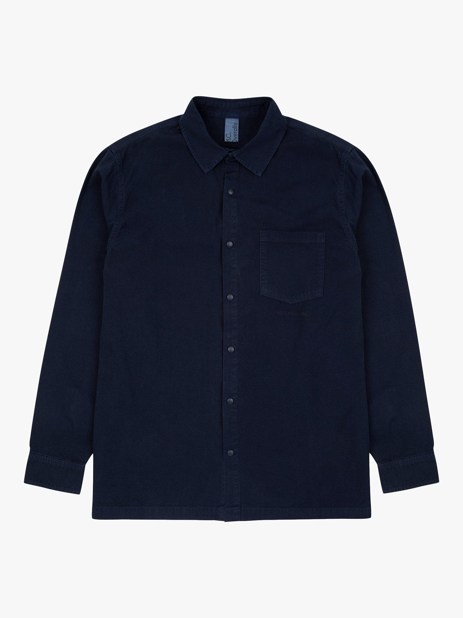 Product image 1 of 4, which shows M.C.Overalls Lightweight Relaxed Snap Button Shirt, Navy, XS