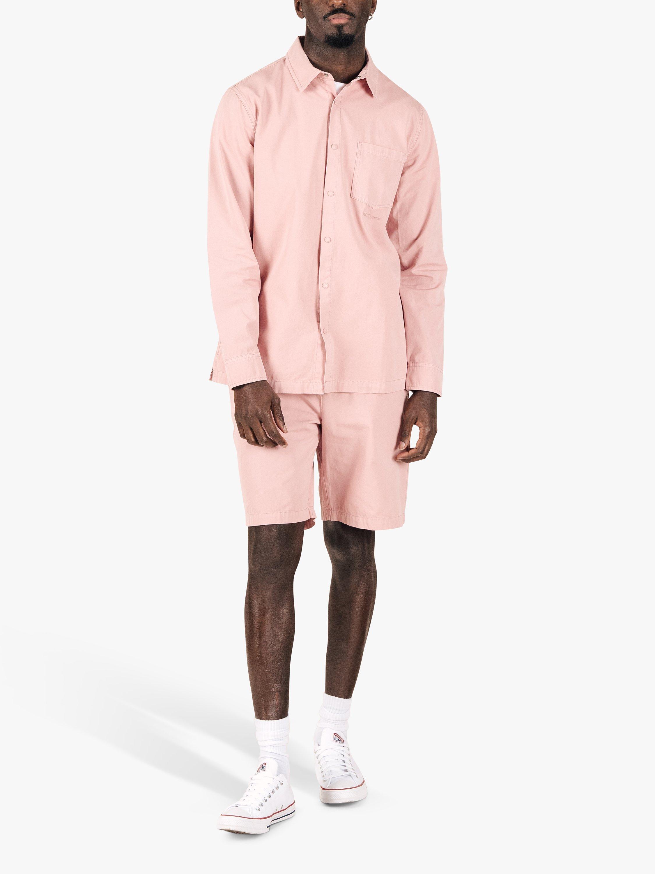 Product image 1 of 8, which shows M.C.Overalls Lightweight Relaxed Snap Button Shirt, Dusty Pink, XS