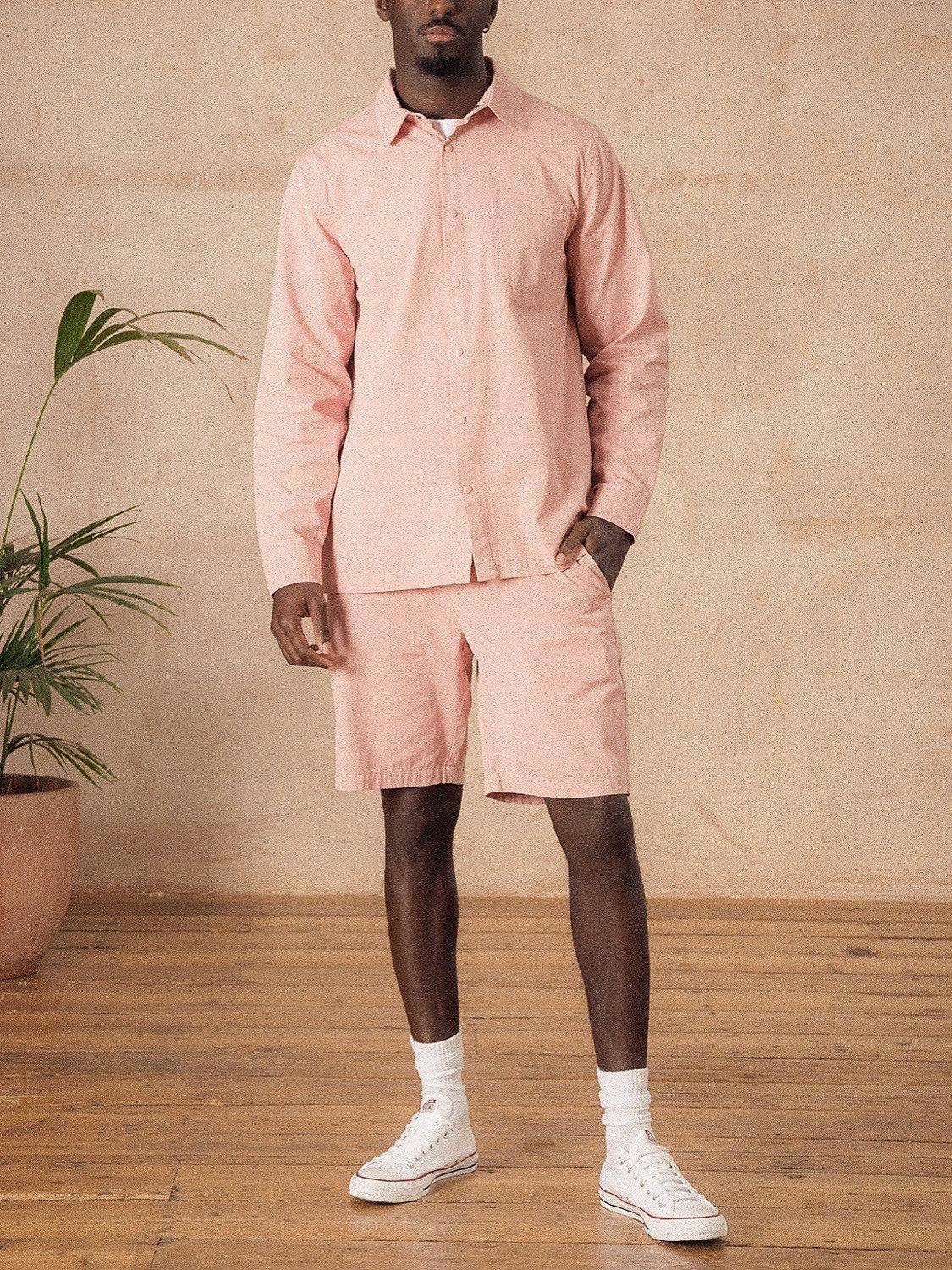 Product image 3 of 8, which shows M.C.Overalls Lightweight Relaxed Snap Button Shirt, Dusty Pink, XS