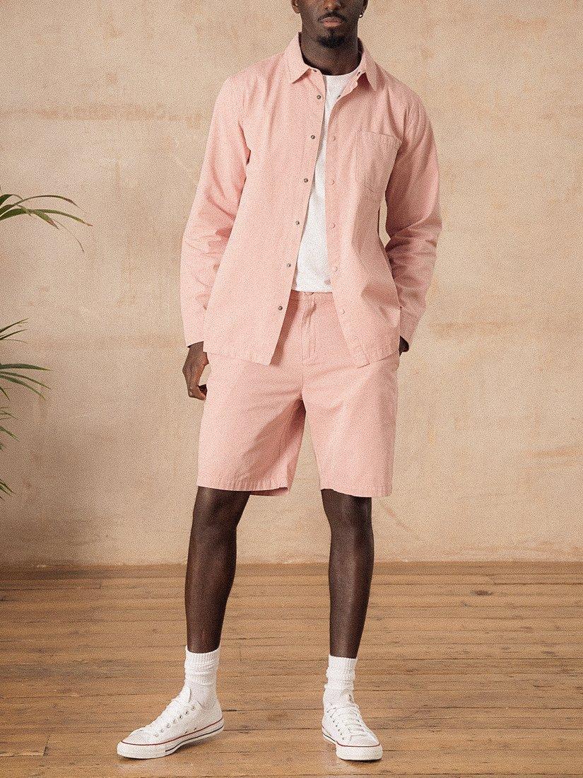 Product image 4 of 8, which shows M.C.Overalls Lightweight Relaxed Snap Button Shirt, Dusty Pink, XS