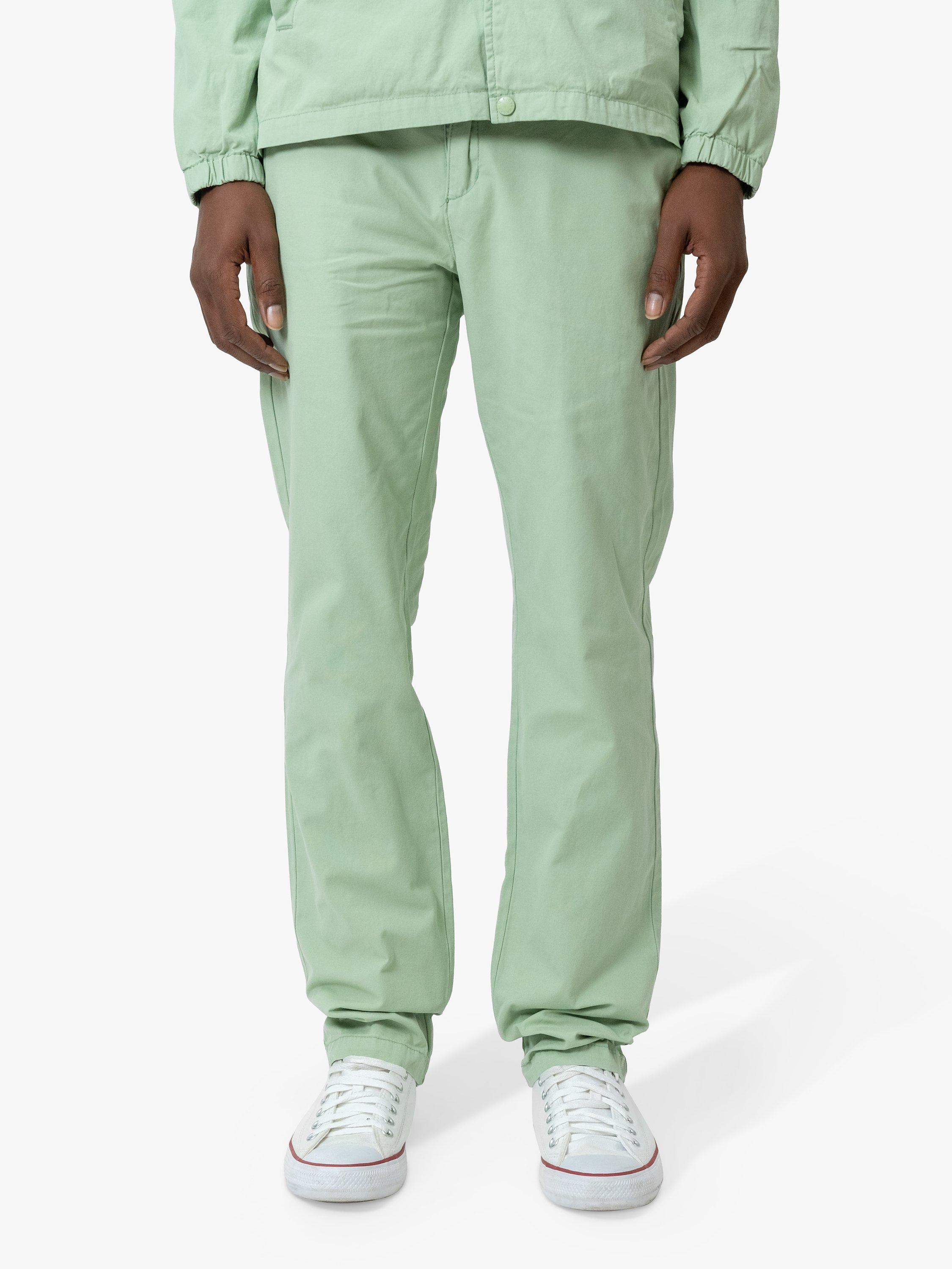 Product image 2 of 7, which shows M.C.Overalls Slim Fit Lightweight Cotton Trousers, Dark Mint, W34/L34