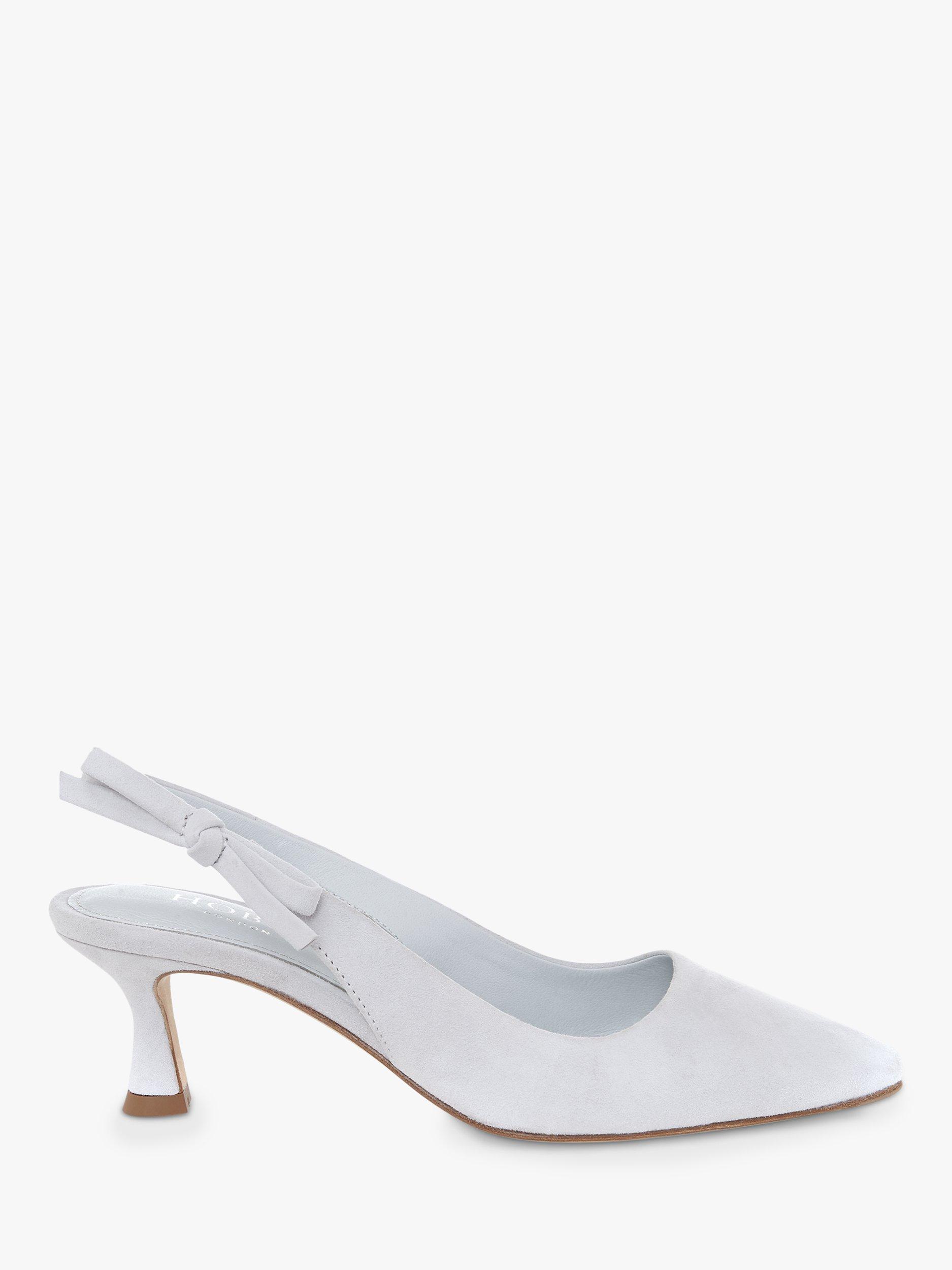 Hobbs Julia Suede Slingback Court Shoes, Pale Blue, 3