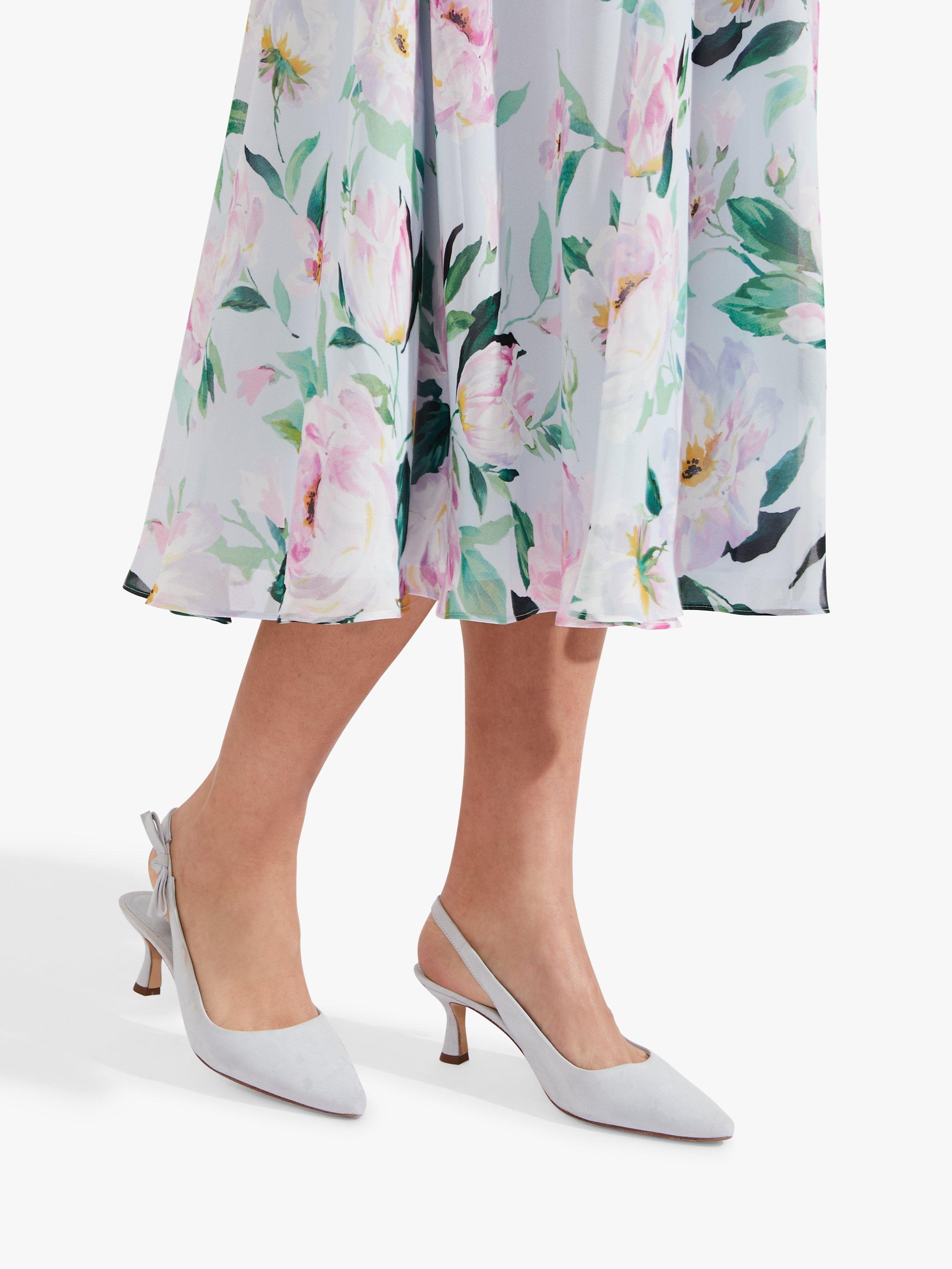 Hobbs Julia Suede Slingback Court Shoes, Pale Blue, 3