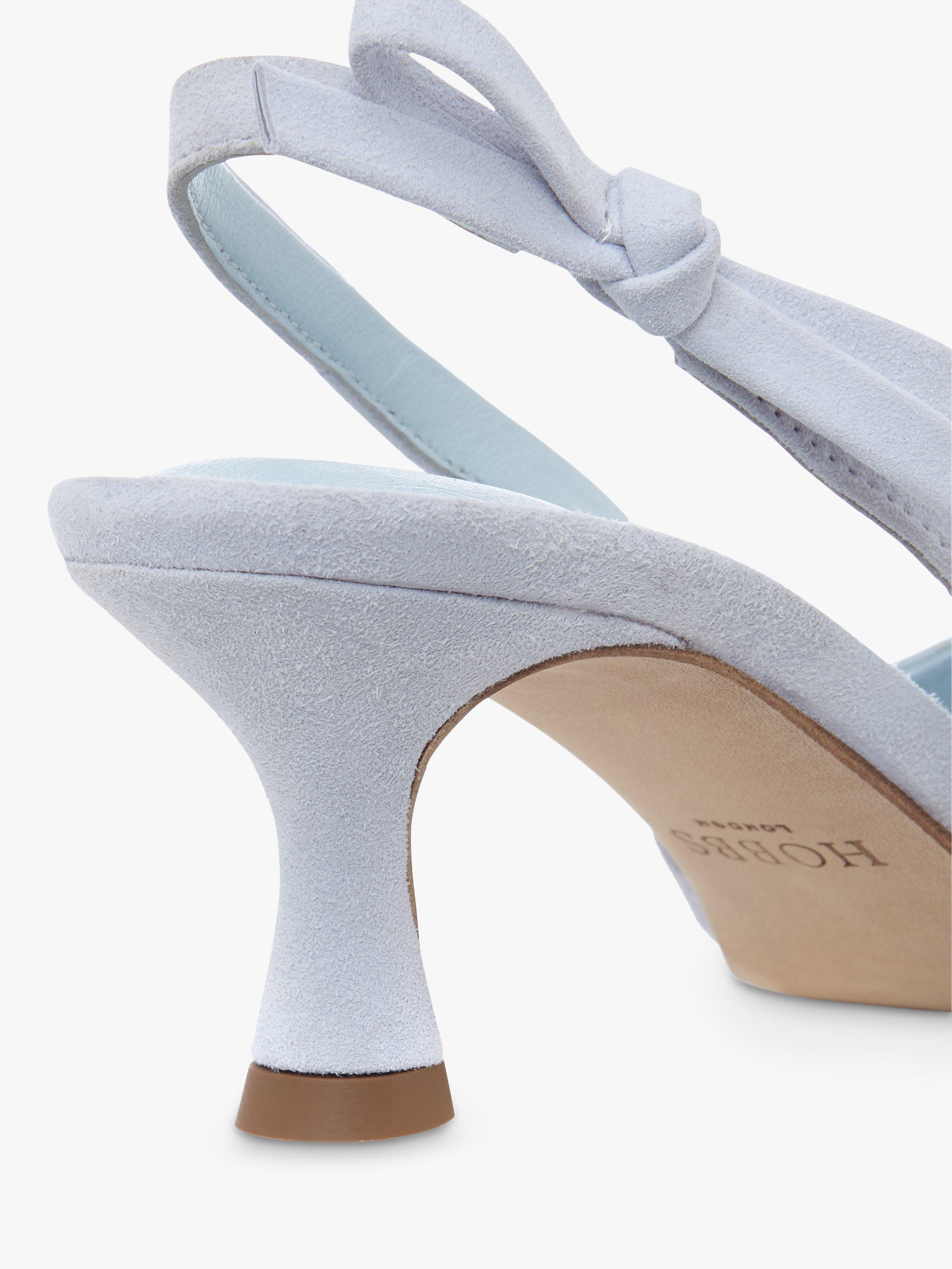 Hobbs Julia Suede Slingback Court Shoes, Pale Blue, 3