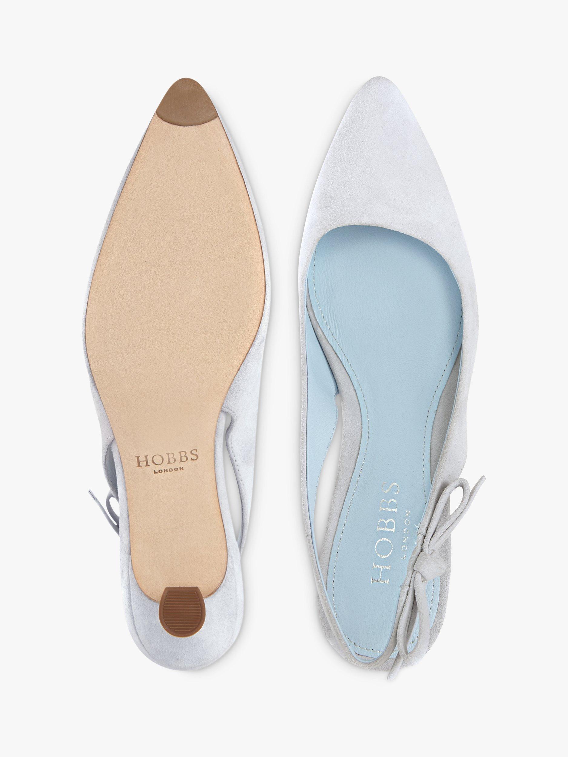 Hobbs Julia Suede Slingback Court Shoes, Pale Blue, 3