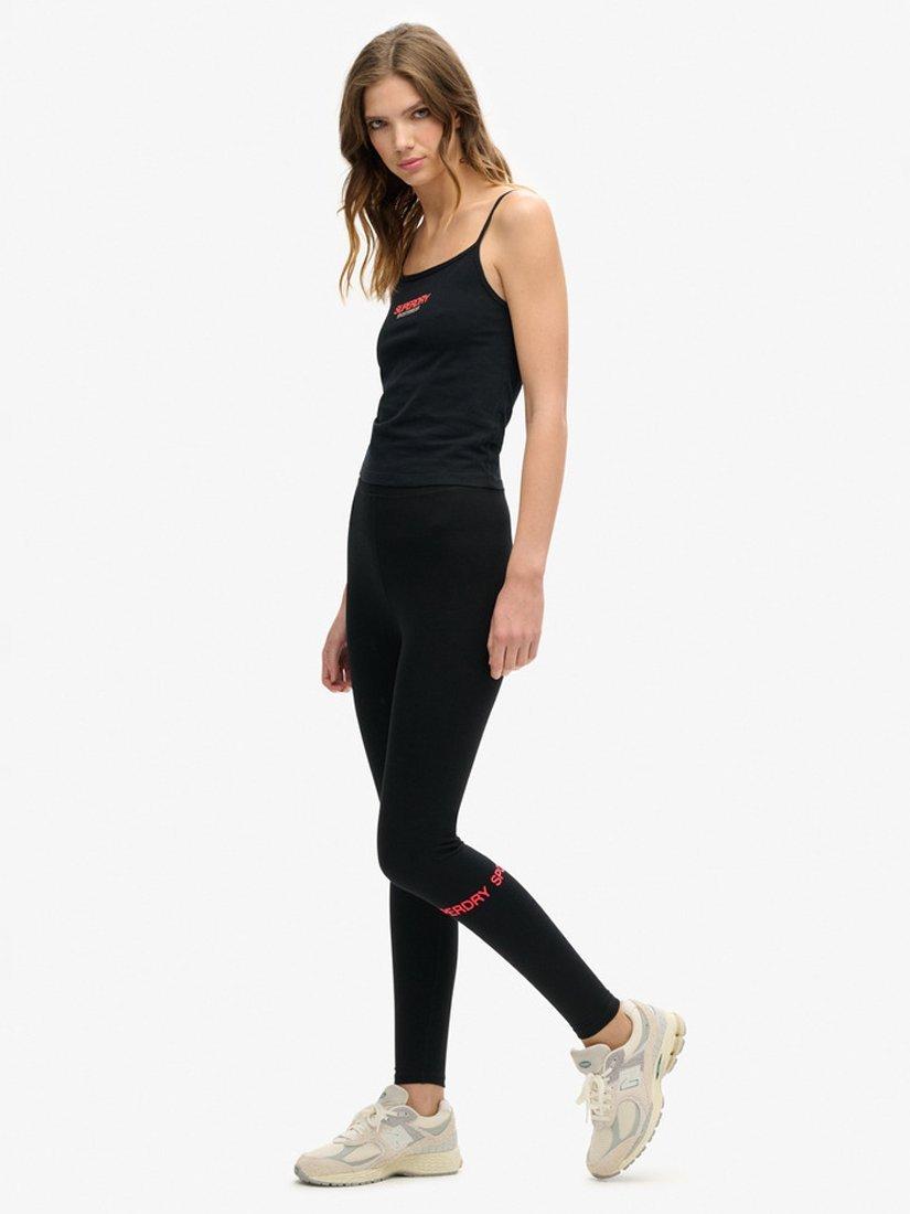 Product image 2 of 4, which shows Superdry High Waist Sports Leggings, Black/Fire Pink, 16