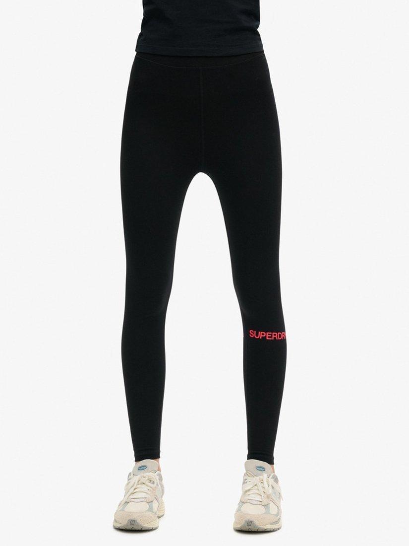 Product image 3 of 4, which shows Superdry High Waist Sports Leggings, Black/Fire Pink, 16