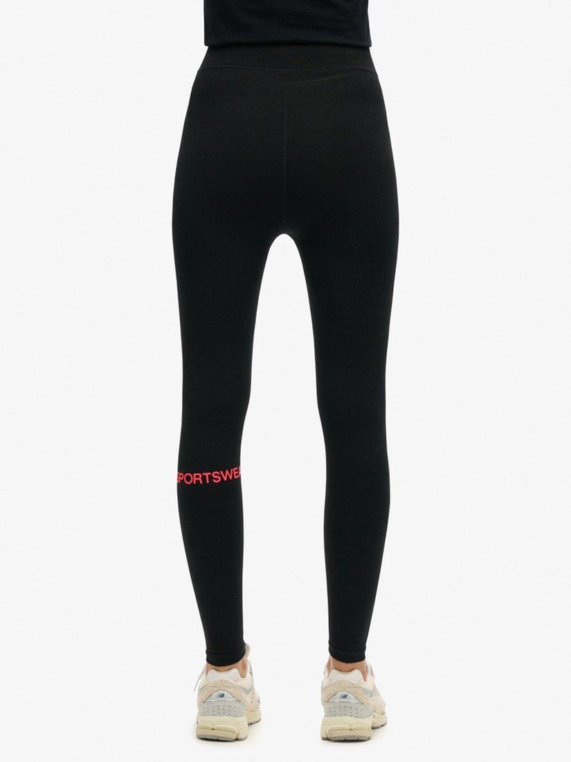 Product image 4 of 4, which shows Superdry High Waist Sports Leggings, Black/Fire Pink, 16
