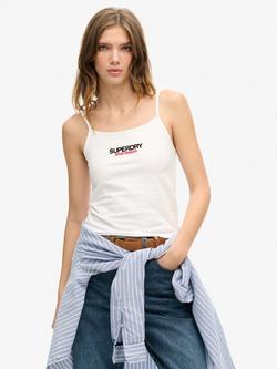 Superdry Logo Fitted Cami Top, Brilliant White