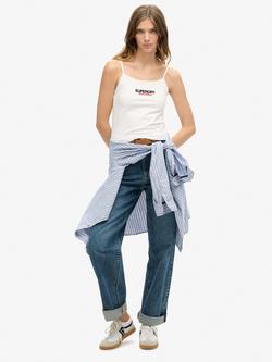 Superdry Logo Fitted Cami Top - view 2, Brilliant White