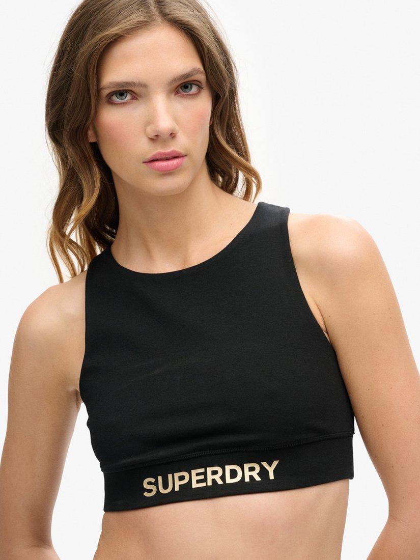Product image 4 of 5, which shows Superdry Logo Sports Bra Top, Black/Bronze, 16