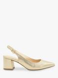 Paradox London Imelda Shimmer Block Heel Sling Back Court Shoes, Champagne