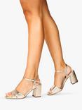 Paradox London Itzy Shimmer High Block Heel Ankle Strap Sandals, Champagne