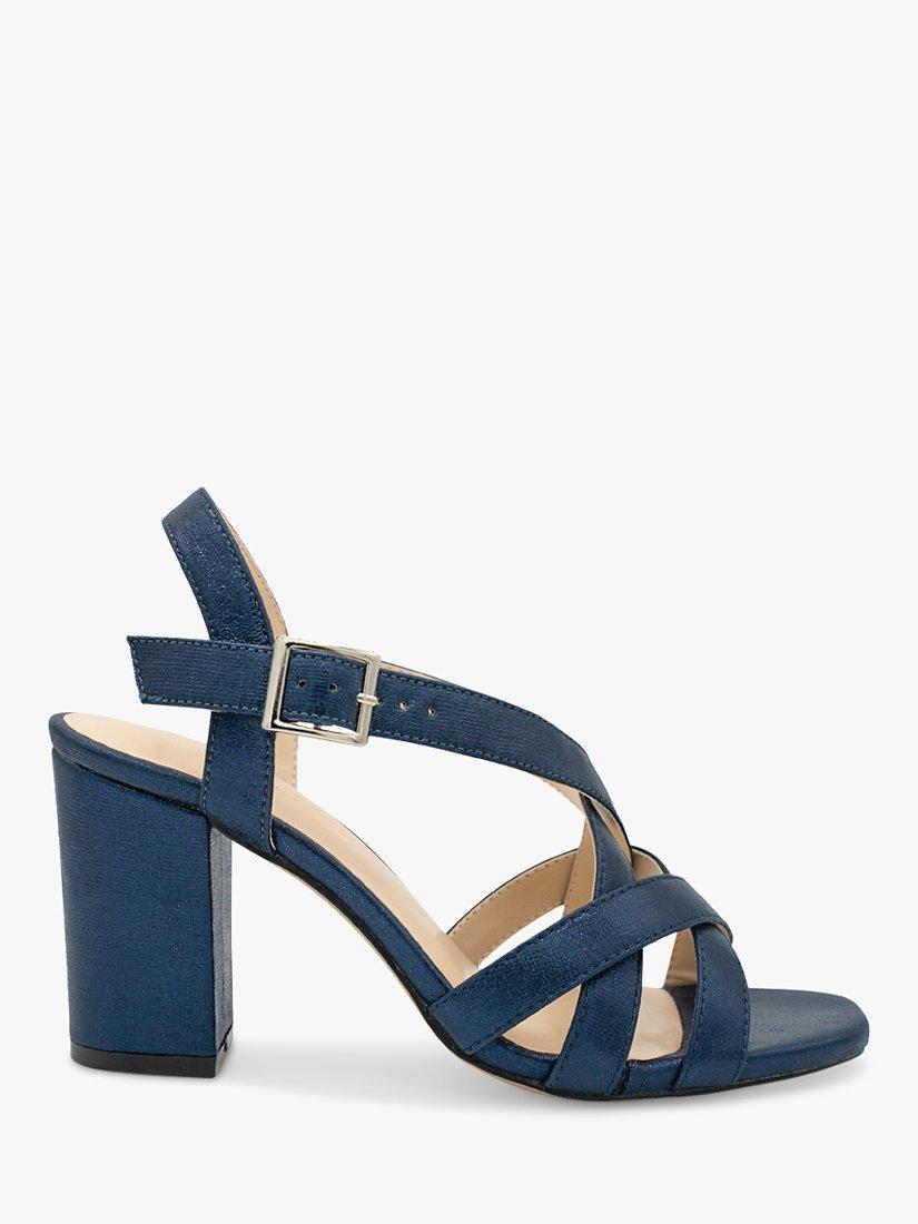 Paradox London Hilde Wide Fit Block Heel Sandals, Navy, 3W