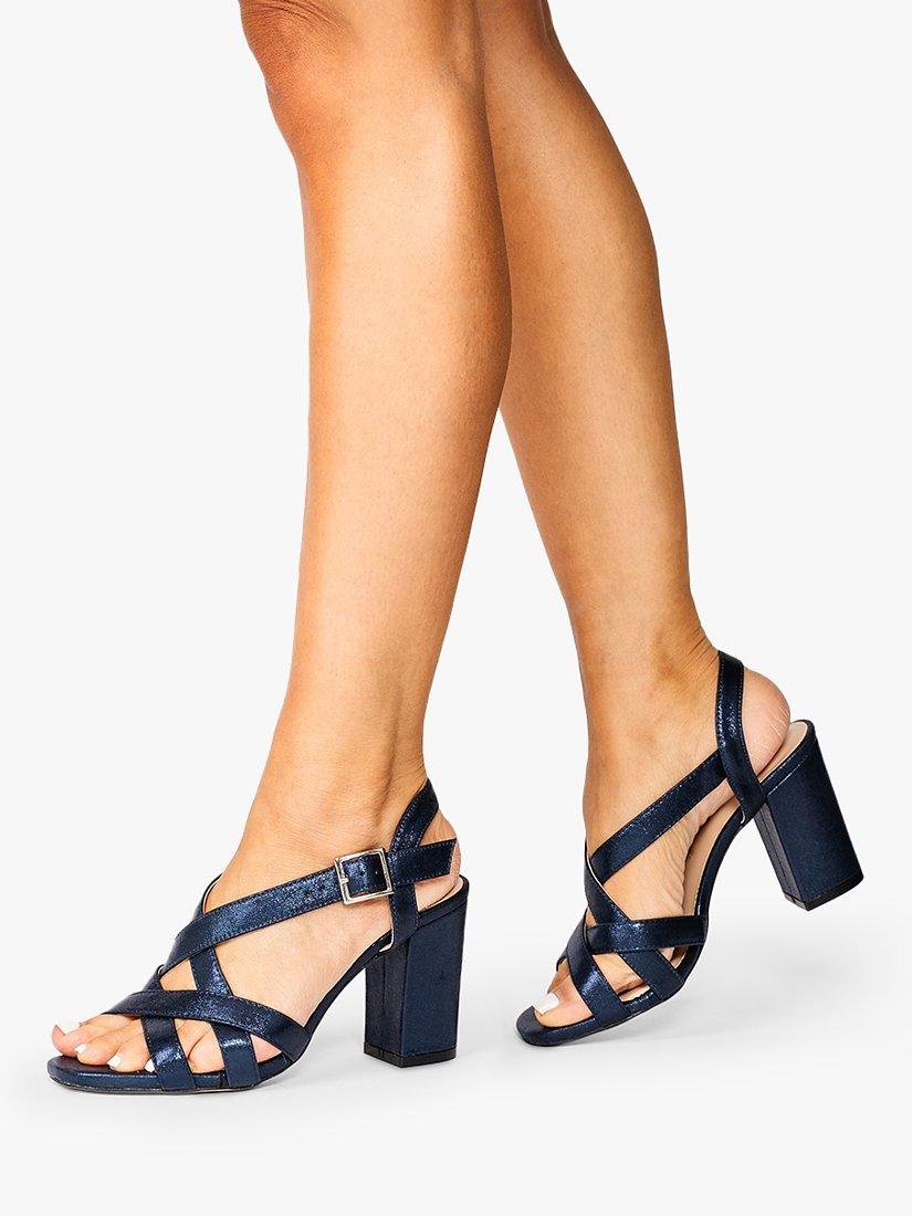 Paradox London Hilde Wide Fit Block Heel Sandals, Navy, 3W