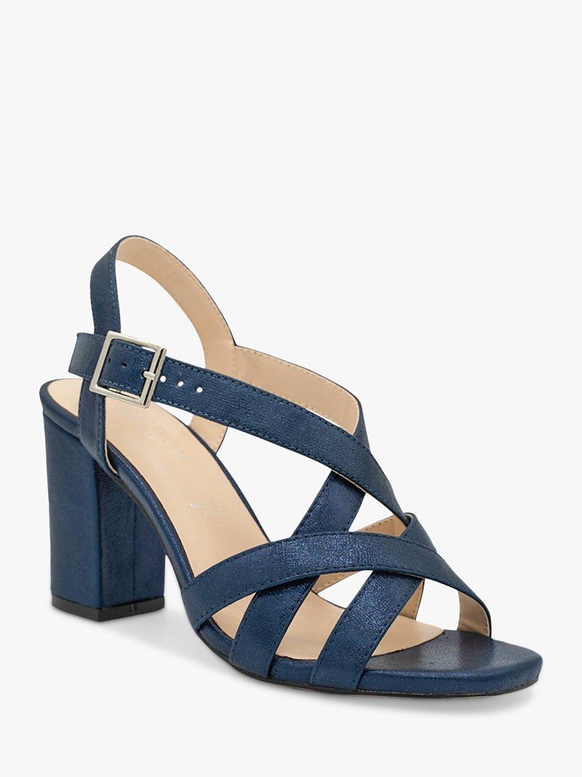 Paradox London Hilde Wide Fit Block Heel Sandals, Navy, 3W