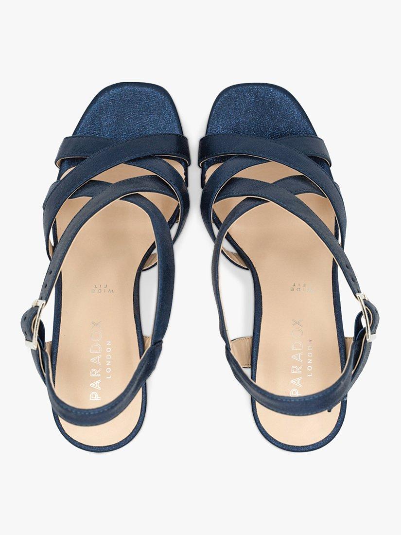 Paradox London Hilde Wide Fit Block Heel Sandals, Navy, 3W