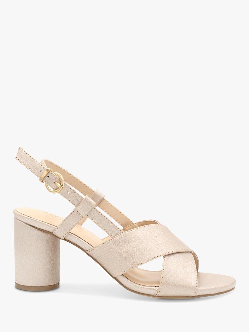 Product image 1 of 5, which shows Paradox London Ilana Shimmer Mid Heel Sling Back Sandals, Nude, 8