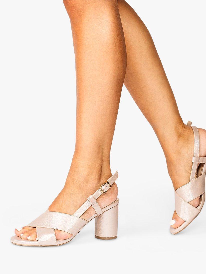 Product image 2 of 5, which shows Paradox London Ilana Shimmer Mid Heel Sling Back Sandals, Nude, 8
