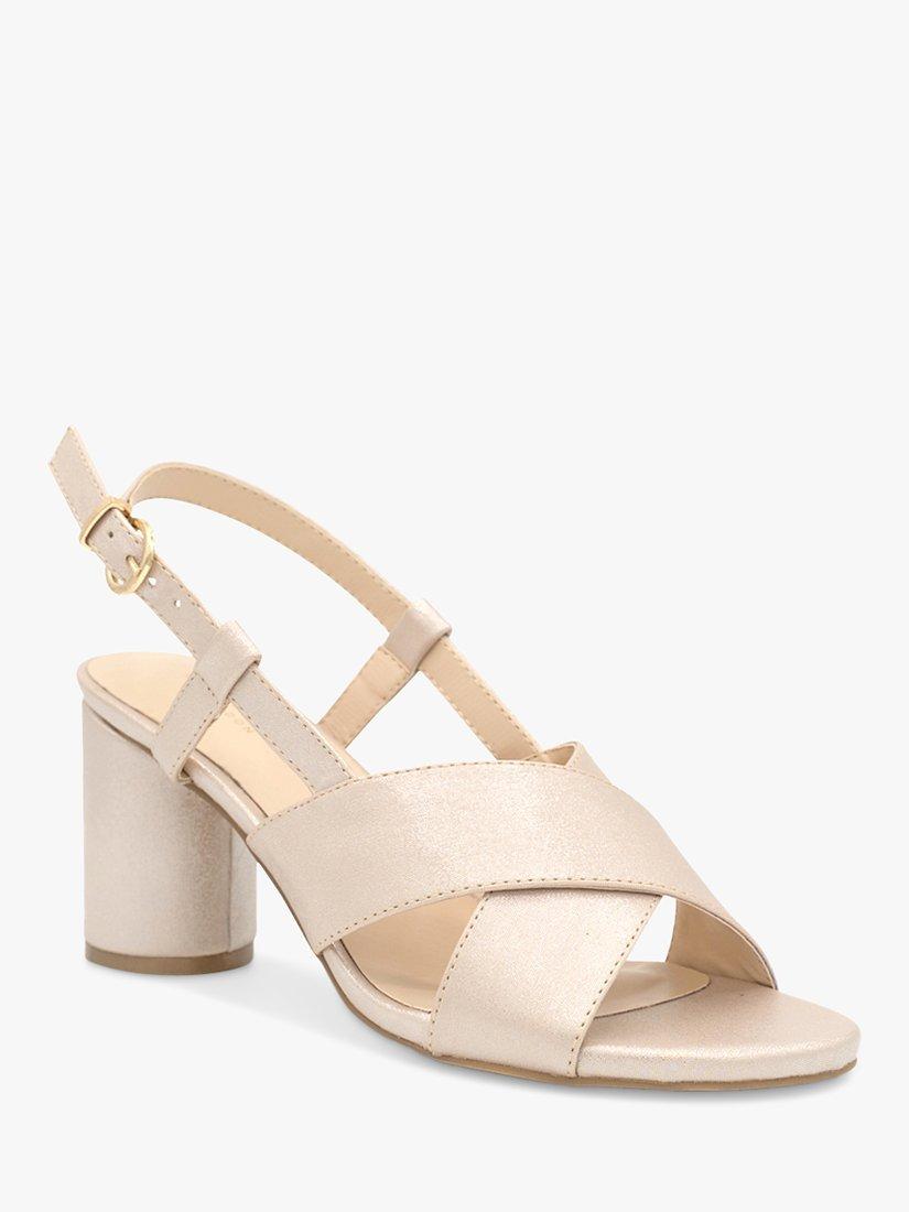 Product image 3 of 5, which shows Paradox London Ilana Shimmer Mid Heel Sling Back Sandals, Nude, 8