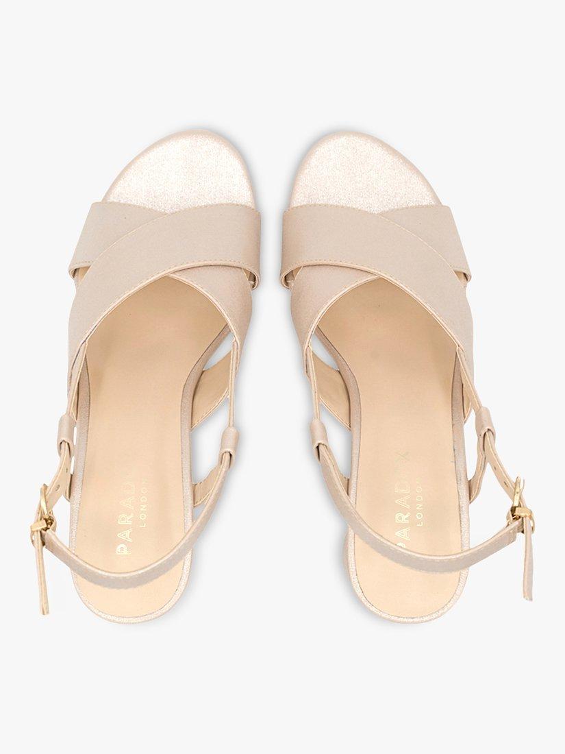 Product image 4 of 5, which shows Paradox London Ilana Shimmer Mid Heel Sling Back Sandals, Nude, 8