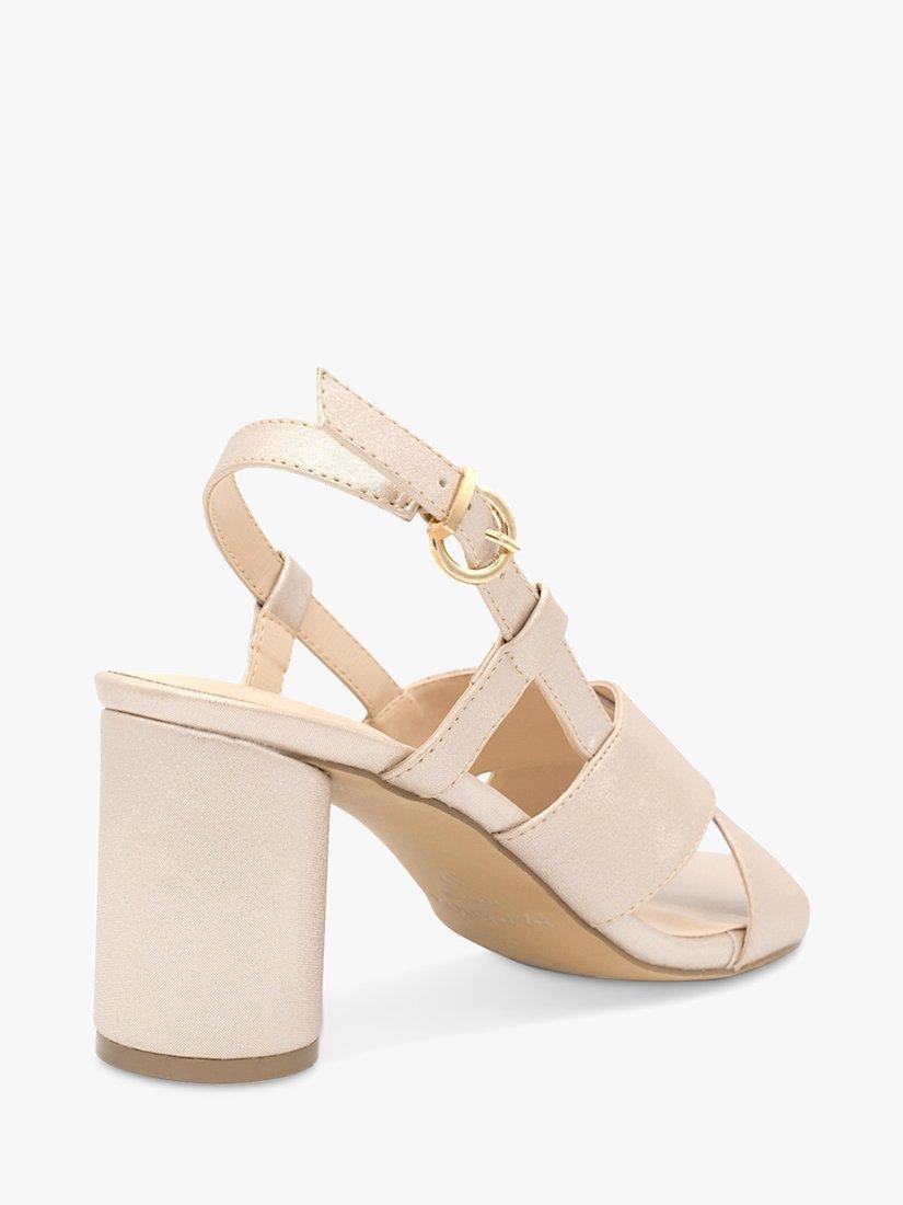 Product image 5 of 5, which shows Paradox London Ilana Shimmer Mid Heel Sling Back Sandals, Nude, 8