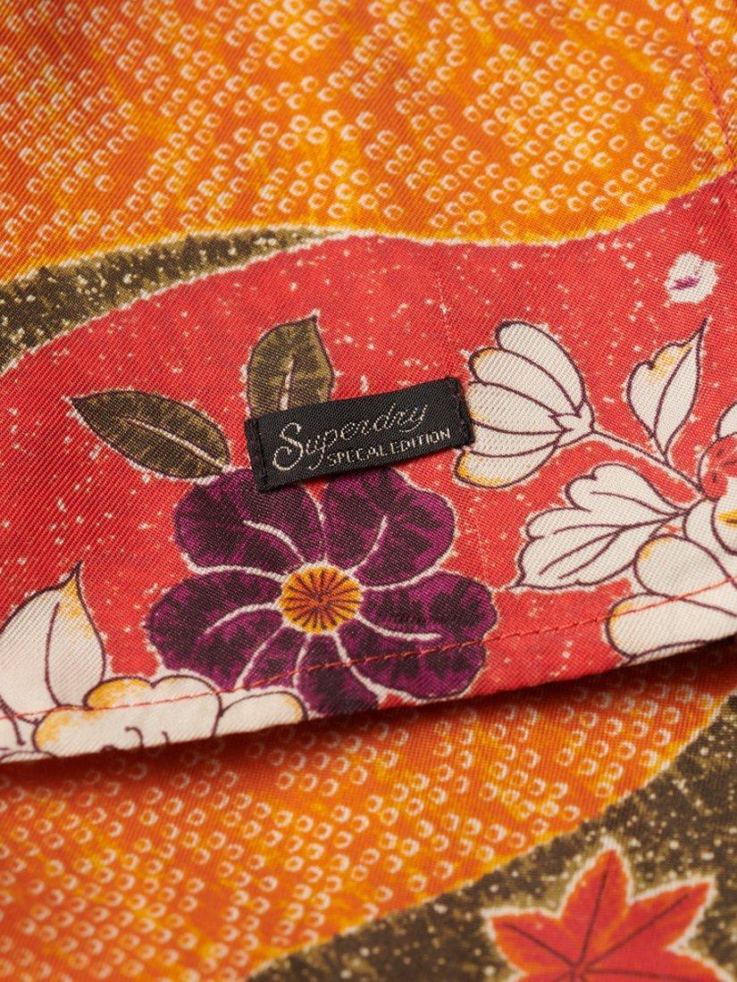 Product image 4 of 4, which shows Superdry Slip Cami Printed Midi Dress, Fluro Red Michinaga, 14
