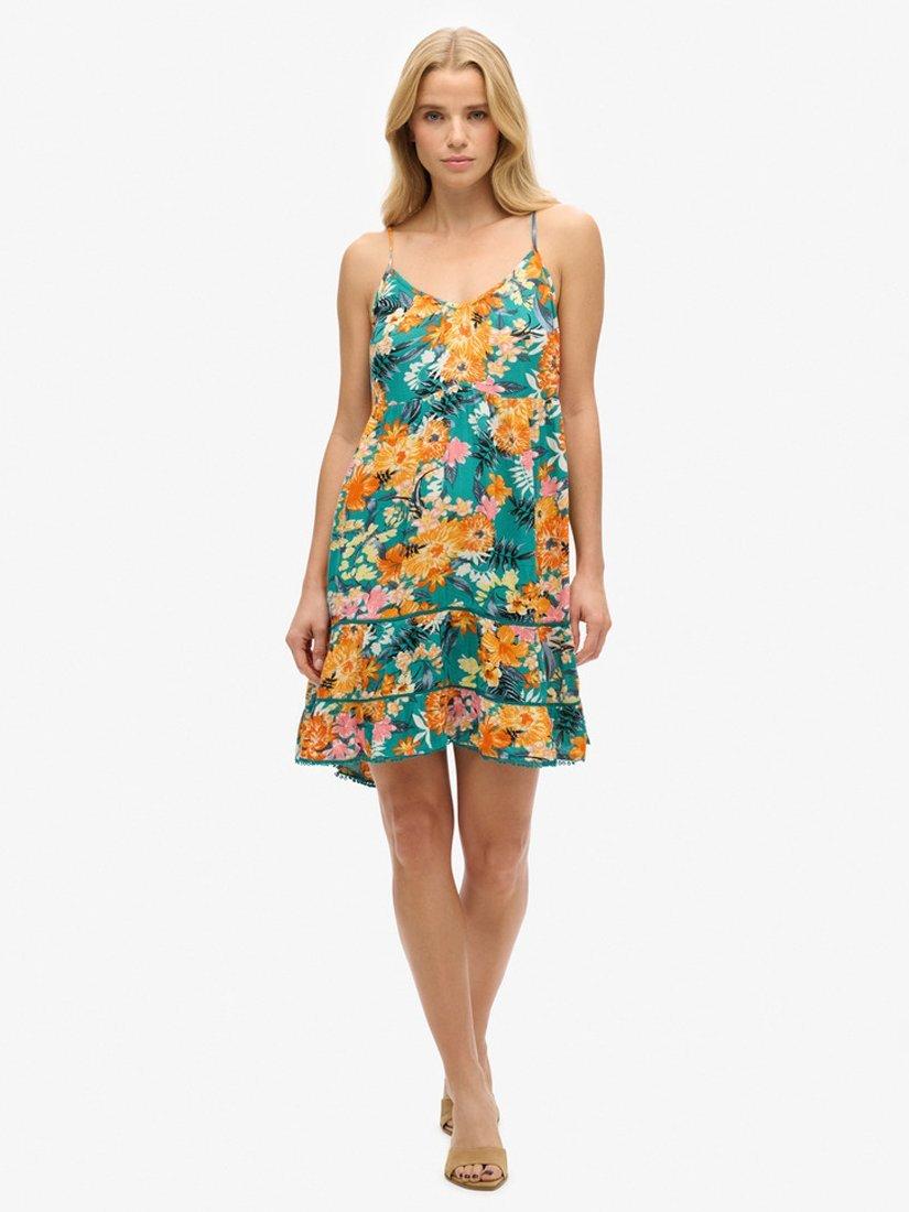 Product image 4 of 5, which shows Superdry Cami Mini Beach Dress, Bali Blue Anemone, 12